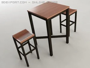 pub table with stool 3D Model
