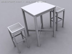 pub table with stool 3D Модель