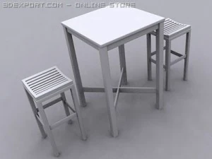 pub table with stool 3D Model