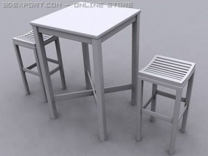 pub table with stool 3D Модель