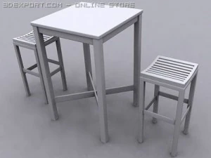 pub table with stool 3D Model