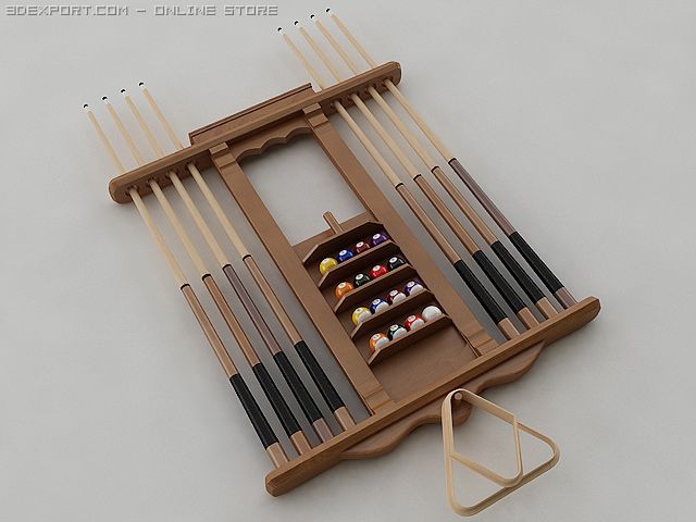 pool stick rack 3D-Modell .c4d .max .obj .3ds .fbx .stl .blend 