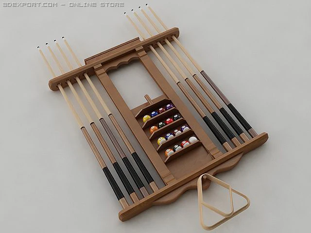 pool stick rack 3D Model .c4d .max .obj .3ds .fbx .stl .blend 