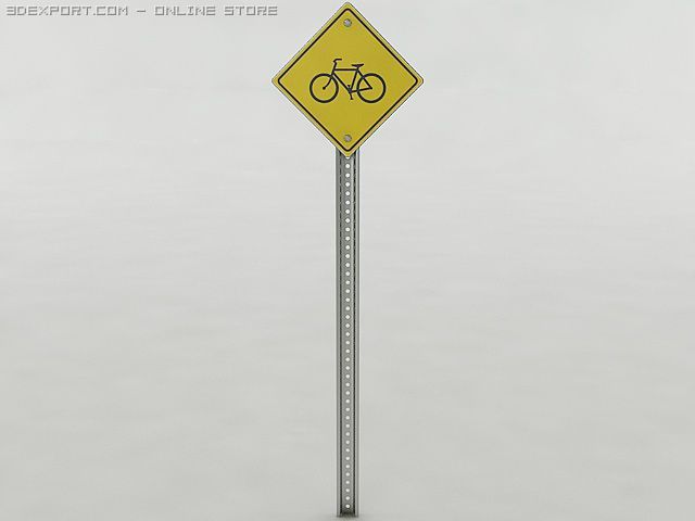 bicycle crossing sign 3D Model .c4d .max .obj .3ds .fbx .stl .blend 
