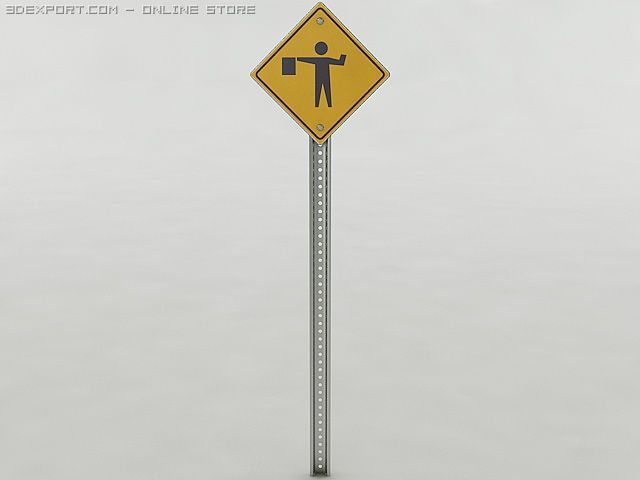 flagger ahead sign 3D Модель .c4d .max .obj .3ds .fbx .stl .blend 