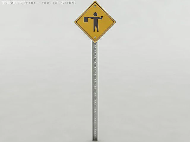 flagger ahead sign 3D Model .c4d .max .obj .3ds .fbx .stl .blend
