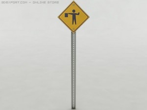 flagger ahead sign 3D Model