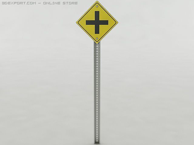 fourway intersection sign 3D मॉडल .c4d .max .obj .3ds .fbx .stl .blend 