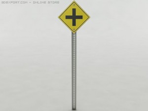 fourway intersection sign 3D Model
