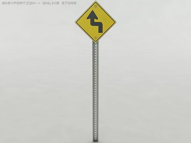 left then right curve sign 3D Model .c4d .max .obj .3ds .fbx .stl .blend 