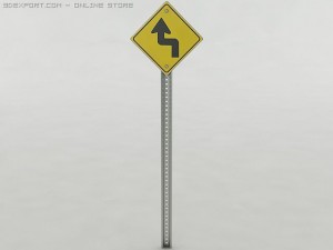 left then right curve sign 3D 모델