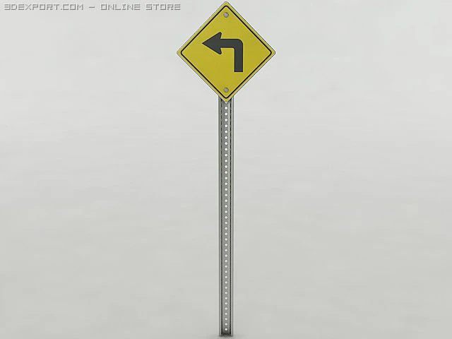 left turn sign 3D Model .c4d .max .obj .3ds .fbx .stl .blend 