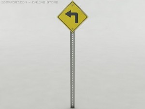 left turn sign 3D Model
