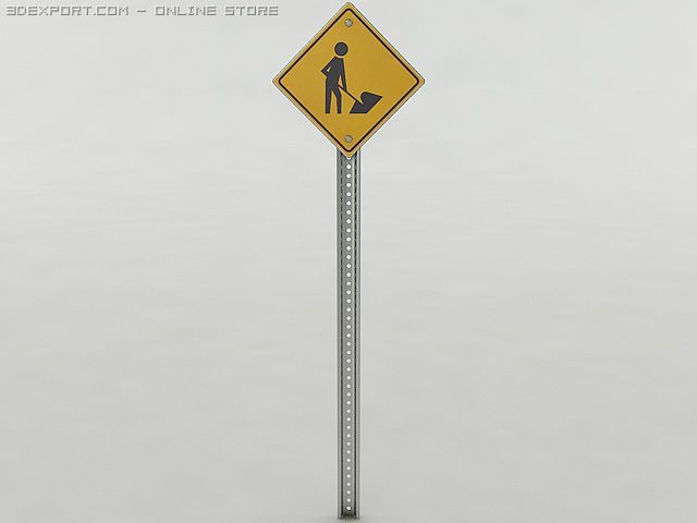 men at work sign Modelo 3D .c4d .max .obj .3ds .fbx .stl .blend 