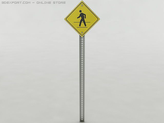 pedestrian crossing sign 3D Model .c4d .max .obj .3ds .fbx .stl .blend 