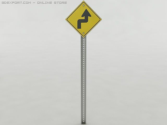 right then left curve sign Model 3D .c4d .max .obj .3ds .fbx .stl .blend 