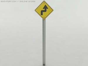 right then left curve sign 3D Model