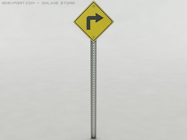 right turn sign 3D-Modell .c4d .max .obj .3ds .fbx .stl .blend 