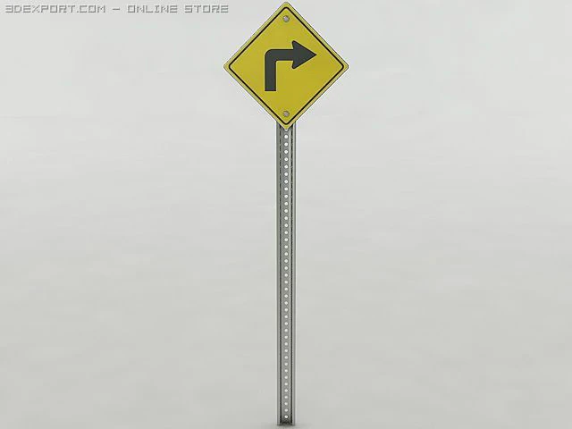 right turn sign 3D Model .c4d .max .obj .3ds .fbx .stl .blend 