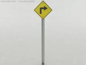 sinal de volta &agrave; direita Modelo 3D