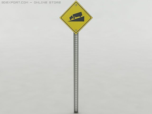 steep incline sign Model 3D .c4d .max .obj .3ds .fbx .stl .blend 