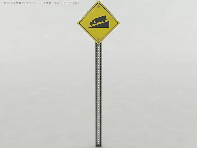 steep incline sign 3D Model .c4d .max .obj .3ds .fbx .stl .blend 