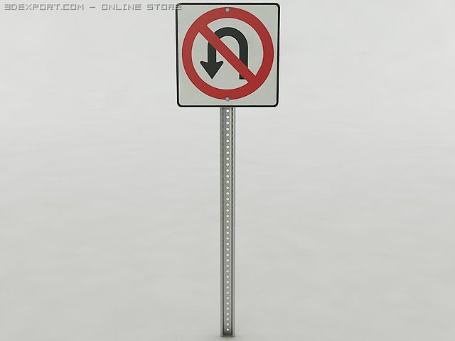 no uturns sign Model 3D .c4d .max .obj .3ds .fbx .stl .blend 