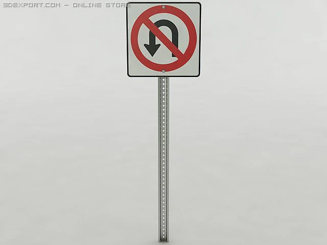 no uturns sign 3D Model .c4d .max .obj .3ds .fbx .stl .blend 