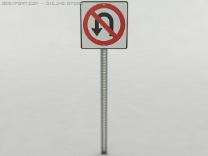 no uturns sign Modèle 3D