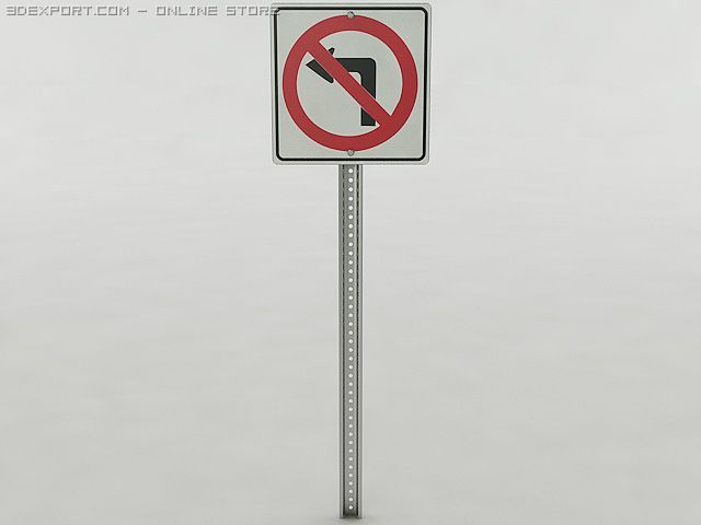 no left turn sign 3D Модель .c4d .max .obj .3ds .fbx .stl .blend 