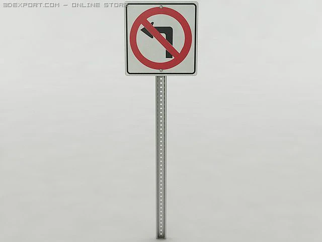 no left turn sign 3D Model .c4d .max .obj .3ds .fbx .stl .blend 