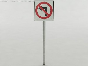 no left turn sign 3D Model