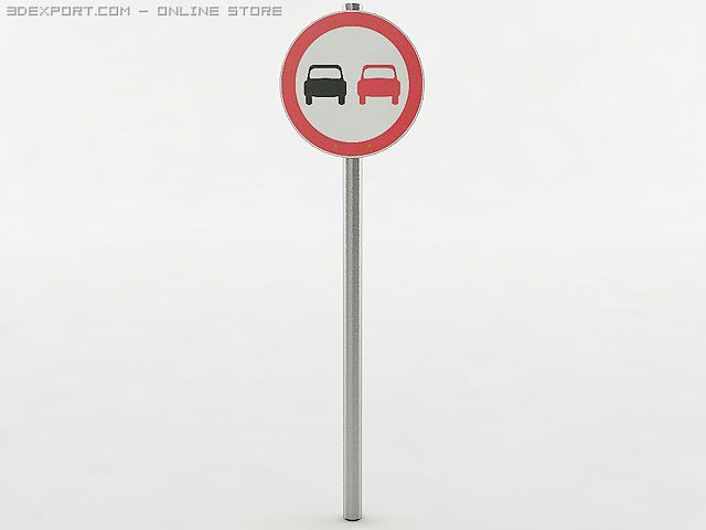no passing sign 3D Model .c4d .max .obj .3ds .fbx .stl .blend 
