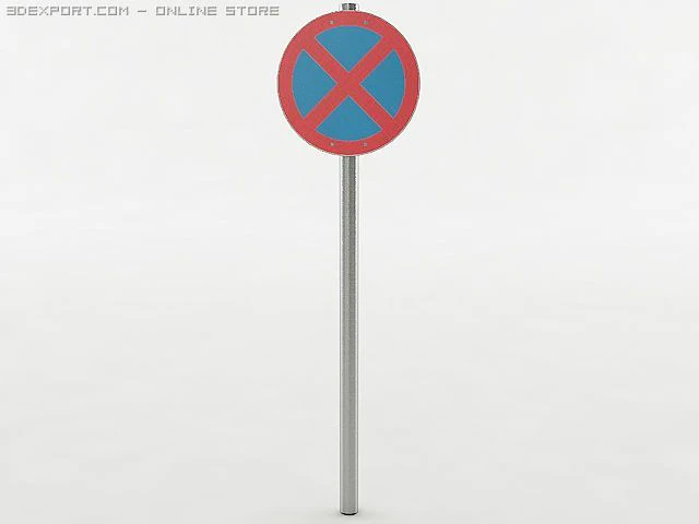 no stopping sign 3D Model .c4d .max .obj .3ds .fbx .stl .blend 