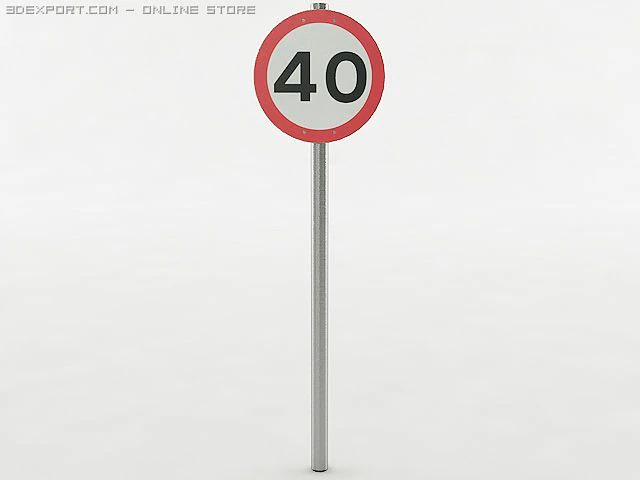 european speed limit sign 3D Model .c4d .max .obj .3ds .fbx .stl .blend 