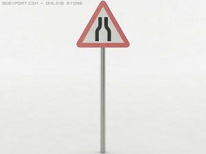 road narrows sign 3D मॉडल