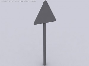 road narrows sign Modèle 3D