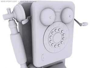 vintage wall phone 3D Model