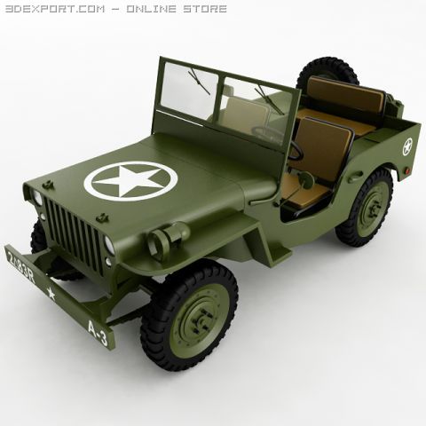 willys jeep 3Dモデル .c4d .max .obj .3ds .fbx .stl .blend 