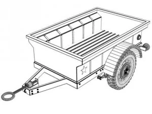 willys t3 trailer 3D Model