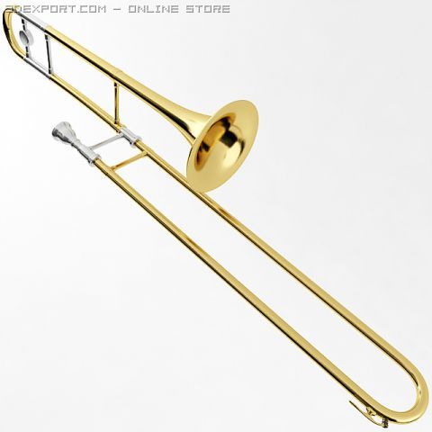 trombone 3D 모델 .c4d .max .obj .3ds .fbx .stl .blend 