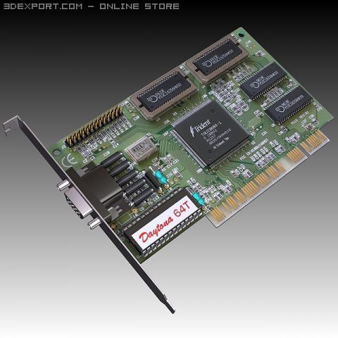 vintage pci video card Modelo 3D .c4d .max .obj .3ds .fbx .stl .blend 