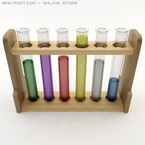 test tubes 3D Модель .c4d .max .obj .3ds .fbx .stl .blend 