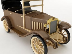 vintage wooden car Model 3D