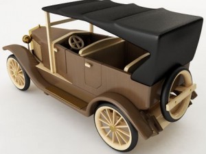 vintage wooden car Model 3D