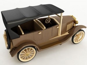vintage wooden car Model 3D