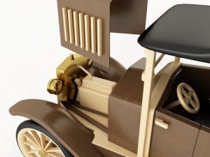 vintage wooden car Model 3D
