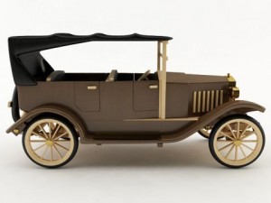vintage wooden car Model 3D