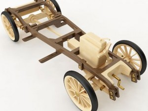 vintage wooden car Model 3D