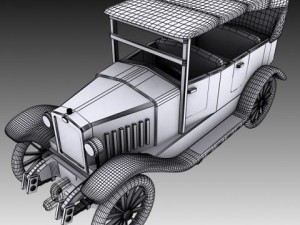 vintage wooden car Model 3D
